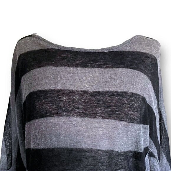 Vince Womens Sweater XS Gray Black Stripe Slouchy Thin Knit Silk Alpaca Wool - Picture 4 of 7